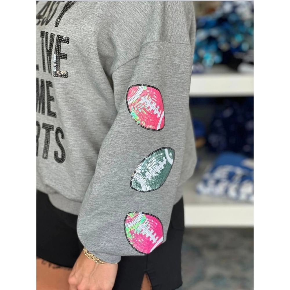 SIMPLY SOUTHERN Classy Until The Game Starts Sequin Football Sweater XXL - Picture 2 of 10